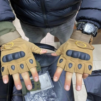 Перчатки тактические беспалые без пальцев бежевые койот размер M