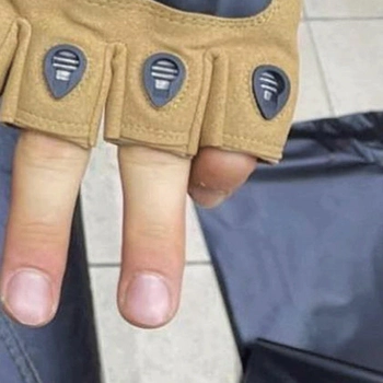 Перчатки тактические беспалые без пальцев бежевые койот размер M