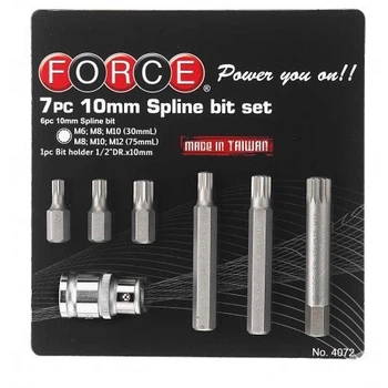 Набор бит FORCE 4072 Spline на блистере М6-М12.10 мм.1/2.7 пр.