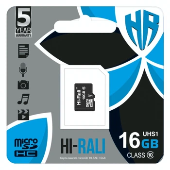 Карта памяти Hi-Rali 16 Гб MicroSD (максимальная скорость 104Мб/с, скоростная, UHS-1) - Черный