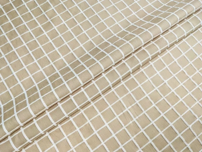 Ткань Коттон клетка жаккард, кофе с молоком, пог. м. (к59, 2402020, цв2)