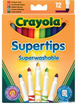 Тонкі фломастери Crayola яскравих кольорів 12 шт (7509) (5010065075092)