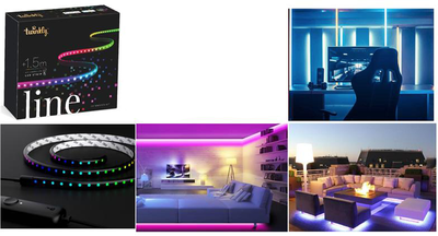 Przedłużacz do girlandy Smart LED Twinkly Line RGB, podświetlenie plus 1,5 m, Gen II, IP20, czarny przewód (TWL100ADP-B)