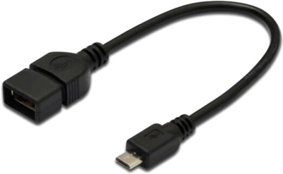 Adapter Digitus USB 2.0 (AF/microB) OTG 0,2 m Czarny (AK-300309-002-S)