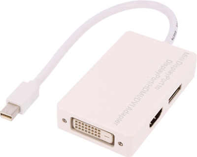 Przejściówka Digitus mini DisplayPort na DisplayPort/HDMI/DVI 0,2 m, biała (AK-340509-002-W)
