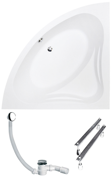 Ванна акрилова BESCO MIA 130x130 (NAVARA01328/5908239685997) + ніжки BESCO (00000003253/5908239681234) + сифон McALPINE 50 мм Click-Clack h90 мм (5036484015761)