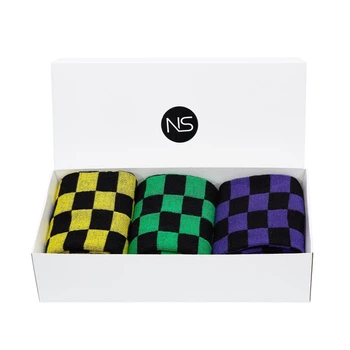 Набір Шкарпеток NS – Nosy Stylno Everyday Cube Socks Collection 38-40 Чорно-Жовтий, Чорно-Зелений та Чорно-Фіолетовий
