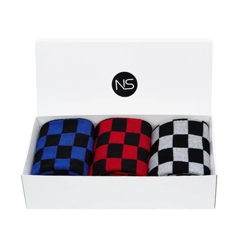 Набір Жіночих Шкарпеток NS – Nosy Stylno Everyday Cube Socks Collection 1 38-40 Чорно-Синій, Чорно-Червоний та Чорно-Білий