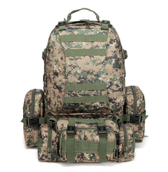 Тактичний рюкзак на 55 л з підсумками 55х40х25 см B08 Зелений джунглі (63903711)