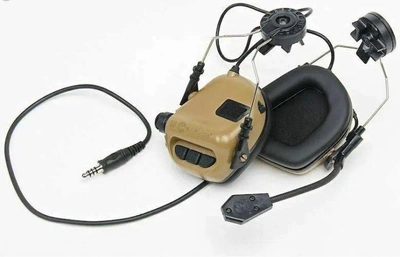 Активні навушники Earmor М32Н із кріпленням під шолом Койот