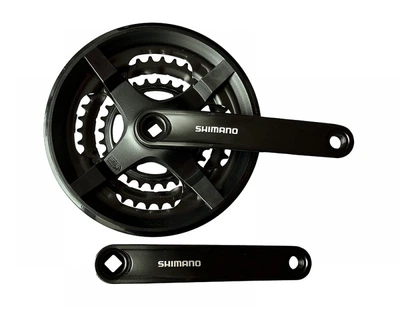 Шатун TY-301 48/38/28T, 175 мм, с защитой, черный, для 3x7/3x8 скоростей, Shimano