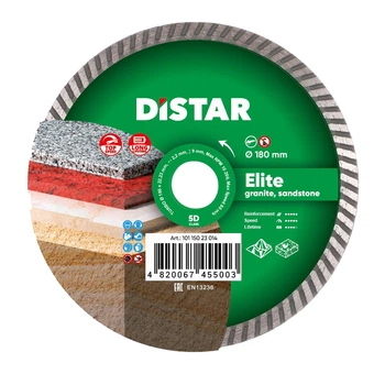 Круг алмазний відрізний Distar Elite Turbo 180 x 22.23 10115023014 Турбо диск граніт марамур (10034)
