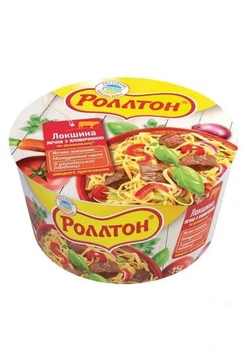 Лапша яичная быстрого приготовления (говядина по-домашнему) ведро ТМ "Rollton" 75г (98812)
