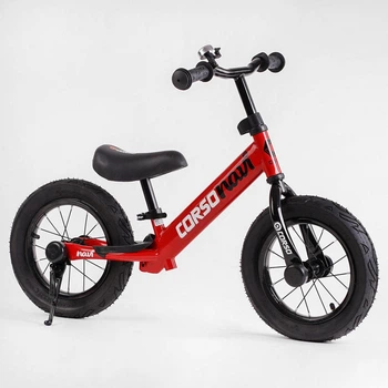 Велобег Corso RD-3206 Navi колесо 12" надувные колёса подножка подставка для ног звоночек красный с черным