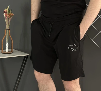 Чоловічі чорні шорти Карта України (білий лого) XL