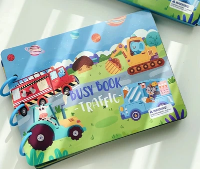 Развивающая книга Монтессори на липучке Busy Book Транспорт