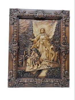 Ікона з дерева Faini Crafts Ангел Охоронець з дітьми 44х34 см