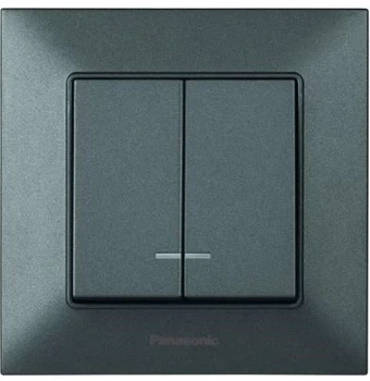 Выключатель двухклавишный с подсветкой Panasonic Arkedia Slim Дым WNTC0010-2DG