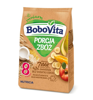 Молочна каша Bobovita 7злаків з яблуком,грушею,бананом,апельсином 8міс.(41129)