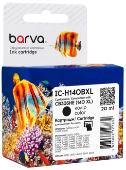 Картридж Barva совместимый с HP 140XL (CB336HE) 25 мл, Black (IC-H140BXL)