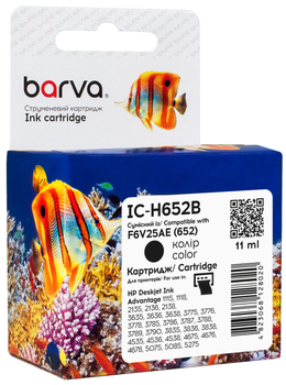 Картридж Barva совместимый с HP 652 (F6V25AE) 11 мл, Black (IC-H652B)