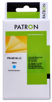 Картридж Patron совместимый с HP 951XL (CN046AE/CN050AE) 1500 стр, Cyan (PN-951XL-C)