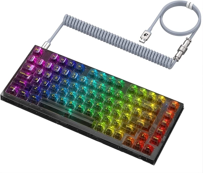 Дротова механічна клавіатура з можливістю гарячої заміни, 82 клавіші, перемикачі Outemu, кольорове підсвічування RGB 16.8M, високопрозорі клавіатурні ковпачки. Колір - Чорний. Англійська роскладка ( ENG )