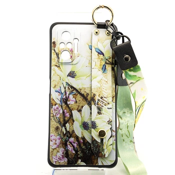 Чехол Lanyard для Xiaomi Redmi Note 10 Pro бампер с ремешком Beige