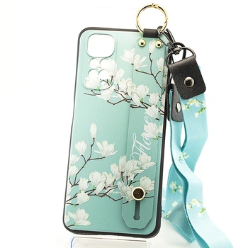 Чехол Lanyard для Xiaomi Redmi Note 11 / Note 11S бампер с ремешком Cyan