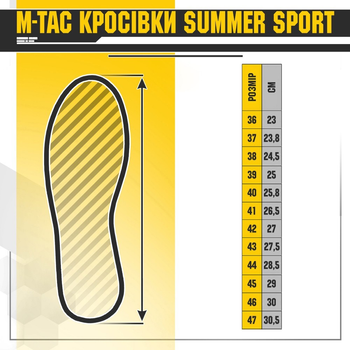 Чоловічі тактичні літні кросівки M-Tac розмір 36 (23 см) Чорний (Summer Sport Black)