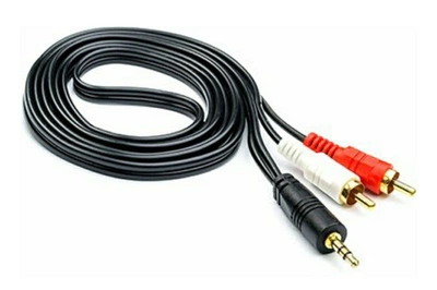 Аудио кабель из Mini jack 3.5 мм. на 2 шт. RCA / 1.2 м. Черный