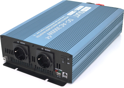 Инвертор напряжения MexxSun MXS-3000, 24V/220V, 3000W с модифицированной синусоидой, 2 Shuko, клемные провода, Q2 (YT29233)