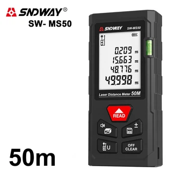 Лазерный дальномер 50м ( лазерная рулетка ) SNDWAY SW-MS50 замер площади и объёма, уровень, память измерений + чехол