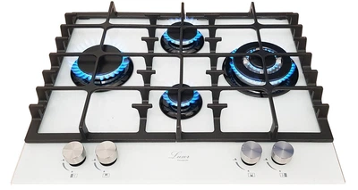 Варочная поверхность газовая Luxor RG 680 - 01 White SS Blütenweiß + подставка WOK в подарок белый