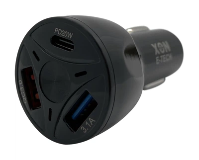Автомобильное зарядное устройство XON UniLink Type-C 20W (PD20) + QC3.0 + 5V/3.1A Black (CU2A1C20WB 3449)