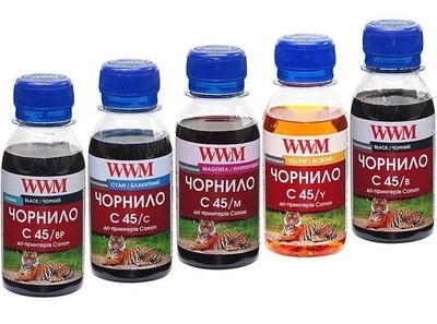 Комплект чернил WWM для Canon E/MP/MX/IP/IX (BP/C/M/Y) 5x100ml (C45SET-5)