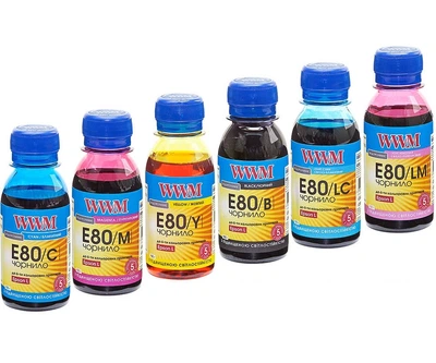 Комплект чернил WWM E80 Epson L800/L805/L810/L850 (B/C/LC/M/LM/Y) 6x100ml Светостойкие (E80SET-2)