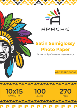Фотобумага Apache 10x15 (100л) 270г/м2 Премиум Сатин полуглянец (AP-270PPG/100A6)