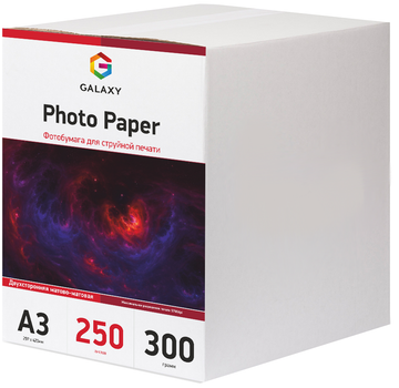 Фотопапір Galaxy A3 (250л) 300г/м2 Двостороння Матово-матова (GAL-A3DMC300-250)