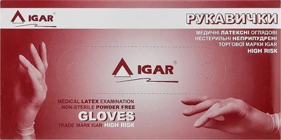 Перчатки ИГАР латексные неприпудренные повышенной прочности HIGH RISK, L,25пар