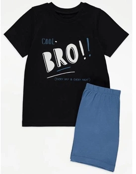Пижамая футболка и шорты Cool Bro черно-синяя George 104-110см (400092151)