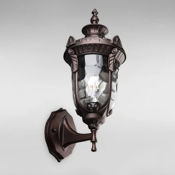 Вуличний настінний світильник Бра Light House DL-18799/1W коричневий, прозорий плафон