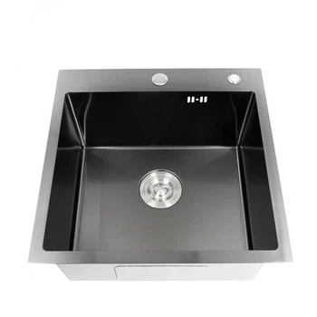 Мийка кухонна H5050G PVD вбудована 3.0/0.8 мм Brush, 500х500/215 мм, Grey Lidz(43620)