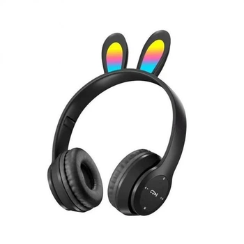 Бездротові навушники "Заячі вушка" Wireless P47R з підсвіткою RGB Bluetooth 5.0 MP3 плеєр Black