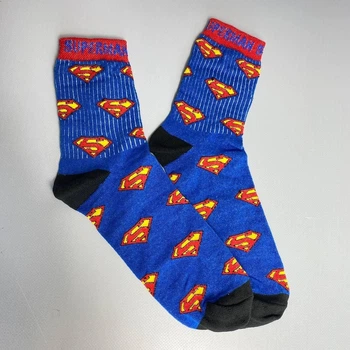 Мужские высокие носки с принтом Superman 40-45 р 1 пара хлопковые демисезонные синие