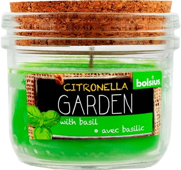 Свічка Bolsius Citronella Garden з ароматом базиліку у склі з пробкою 80х83 мм від комарів (8717847140739)
