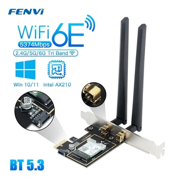 Трьохдіапазонний PCI-E Wi-Fi 6E 5374Mbps + BT5.3 (Intel AX210) адаптер 2.4G/5G/6Ghz + Bluetooth 5.3 (PCE-AXE3000-L)