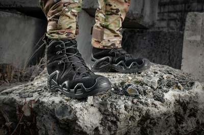 Водонепроницаемые ботинки (берцы) 46 размер (29,5 см) тактические (военные) треккинговые демисезонные Alligator Black (Черные) M-tac для ВСУ