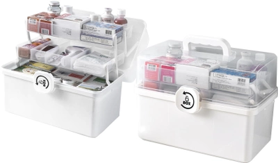 Аптечка-органайзер для лекарств MVM PC-16 размер M пластиковая Белая (PC-16 M WHITE)+Аптечка-органайзер для лекарств MVM PC-16 размер S пластиковая Белая (PC-16 S WHITE)