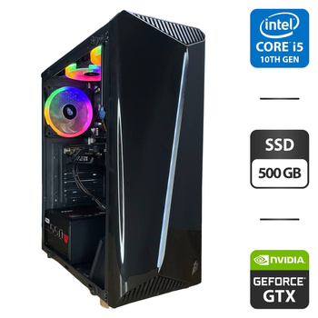 Игровой ПК 1stPlayer Black Tower / Core i5-10400F (6(12) ядер по 2.9-4.3 GHz) / 16GB DDR4 / 500GB SSD / GeForce GTX 1660 Super, 6GB GDDR6, 192-bit / HDMI / 550W NEW б/у
